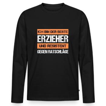 Éducateur résistant - T-shirt manches longues Premium bio Homme - noir - Devant - Nico (187cm)