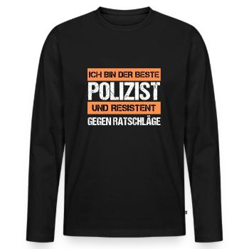 Policier résistant - T-shirt manches longues Premium bio Homme - noir - Devant - Nico (187cm)
