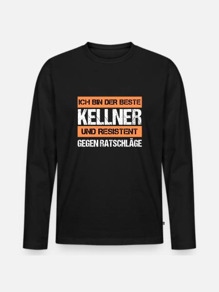 Resistenter Kellner - Männer Premium Bio Langarmshirt - Schwarz