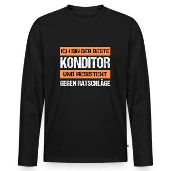 Confiseur résistant - T-shirt manches longues Premium bio Homme - noir - Devant - Nico (187cm)
