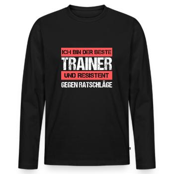 Resistant Trainer - Men's Premium Organic Long Sleeve Shirt - black - Front - Nico (187cm)