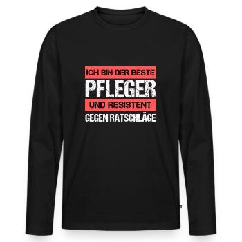 Soignant résistant - T-shirt manches longues Premium bio Homme - noir - Devant - Nico (187cm)