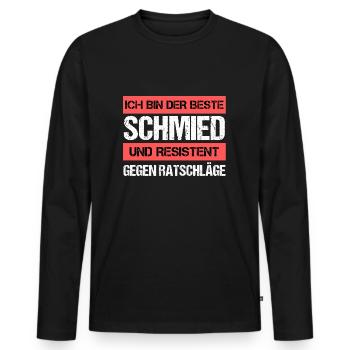 Forgeron résistant - T-shirt manches longues Premium bio Homme - noir - Devant - Nico (187cm)
