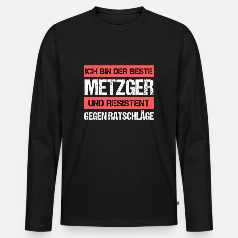 Resistenter Metzger - Männer Premium Bio Langarmshirt - Schwarz