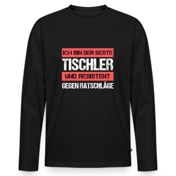 Charpentier résistant - T-shirt manches longues Premium bio Homme - noir - Devant - Nico (187cm)