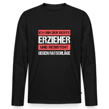 Éducateur résistant - T-shirt manches longues Premium bio Homme - noir - Devant - Nico (187cm)