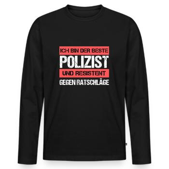 Policier résistant - T-shirt manches longues Premium bio Homme - noir - Devant - Nico (187cm)
