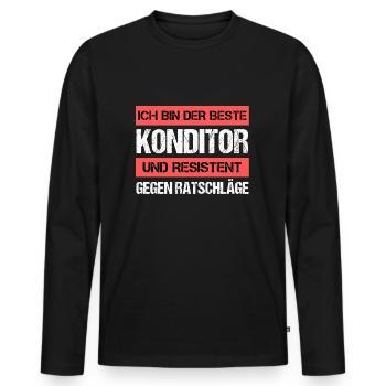 Confiseur résistant - T-shirt manches longues Premium bio Homme - noir - Devant - Nico (187cm)