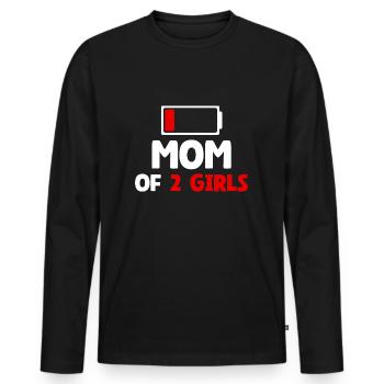 Maman de 2 filles - T-shirt manches longues Premium bio Homme - noir - Devant - Nico (187cm)