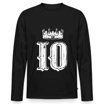 Couronne de 10 chiffres - T-shirt manches longues Premium bio Homme - noir - Devant - Nico (187cm)
