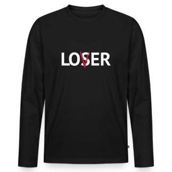 Loser - Männer Premium Bio Langarmshirt - Schwarz - Vorne - Nico (187cm)