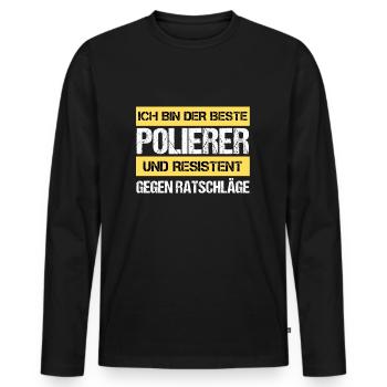 Polisseuse résistante - T-shirt manches longues Premium bio Homme - noir - Devant - Nico (187cm)