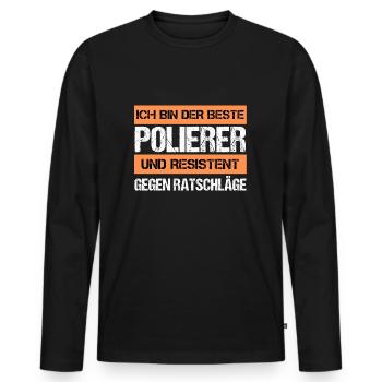 Polisseuse résistante - T-shirt manches longues Premium bio Homme - noir - Devant - Nico (187cm)