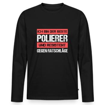 Polisseuse résistante - T-shirt manches longues Premium bio Homme - noir - Devant - Nico (187cm)