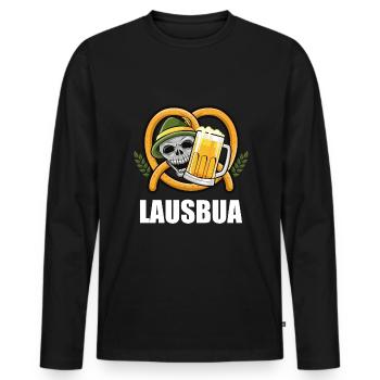Lausbua Lederhosen - Männer Premium Bio Langarmshirt - Schwarz - Vorne - Nico (187cm)