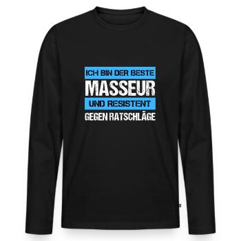 Resistenter Masseur - Männer Premium Bio Langarmshirt - Schwarz - Vorne - Nico (187cm)