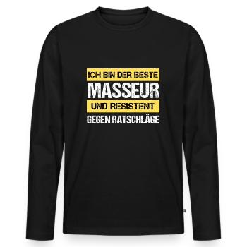 Resistenter Masseur - Männer Premium Bio Langarmshirt - Schwarz - Vorne - Nico (187cm)