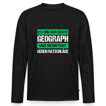 Resistant Geographer - Men's Premium Organic Long Sleeve Shirt - black - Front - Nico (187cm)