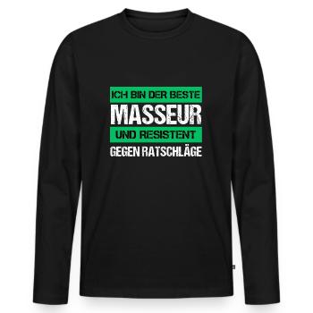 Resistant masseur - Men's Premium Organic Long Sleeve Shirt - black - Front - Nico (187cm)