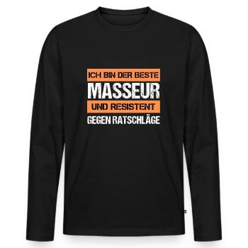 Masseur résistant - T-shirt manches longues Premium bio Homme - noir - Devant - Nico (187cm)