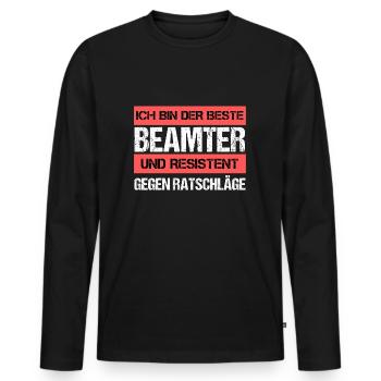 Fonctionnaire résistant - T-shirt manches longues Premium bio Homme - noir - Devant - Nico (187cm)