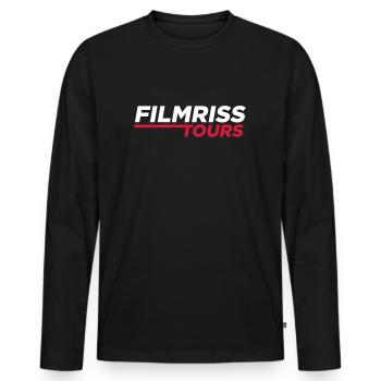 FILMRISS TOURS – lustiges Shirt für Partys, JGA - Männer Premium Bio Langarmshirt - Schwarz - Vorne - Nico (187cm)