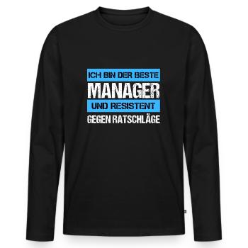 Resistenter Manager - Männer Premium Bio Langarmshirt - Schwarz - Vorne - Nico (187cm)