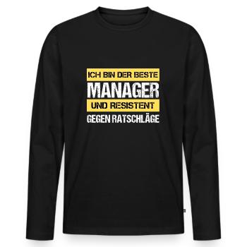 Resistenter Manager - Männer Premium Bio Langarmshirt - Schwarz - Vorne - Nico (187cm)
