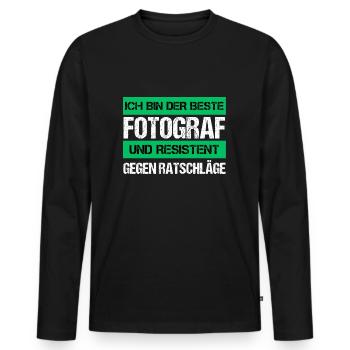 Photographe résistant - T-shirt manches longues Premium bio Homme - noir - Devant - Nico (187cm)