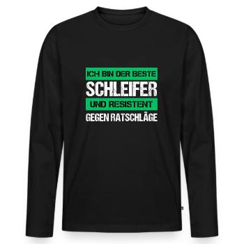 Resistenter Schleifer - Männer Premium Bio Langarmshirt - Schwarz - Vorne - Nico (187cm)