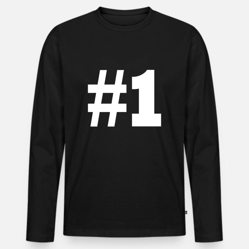 #1 - Männer Premium Bio Langarmshirt - Schwarz