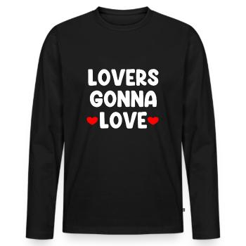 Lovers Gonna Love - Männer Premium Bio Langarmshirt - Schwarz - Vorne - Nico (187cm)