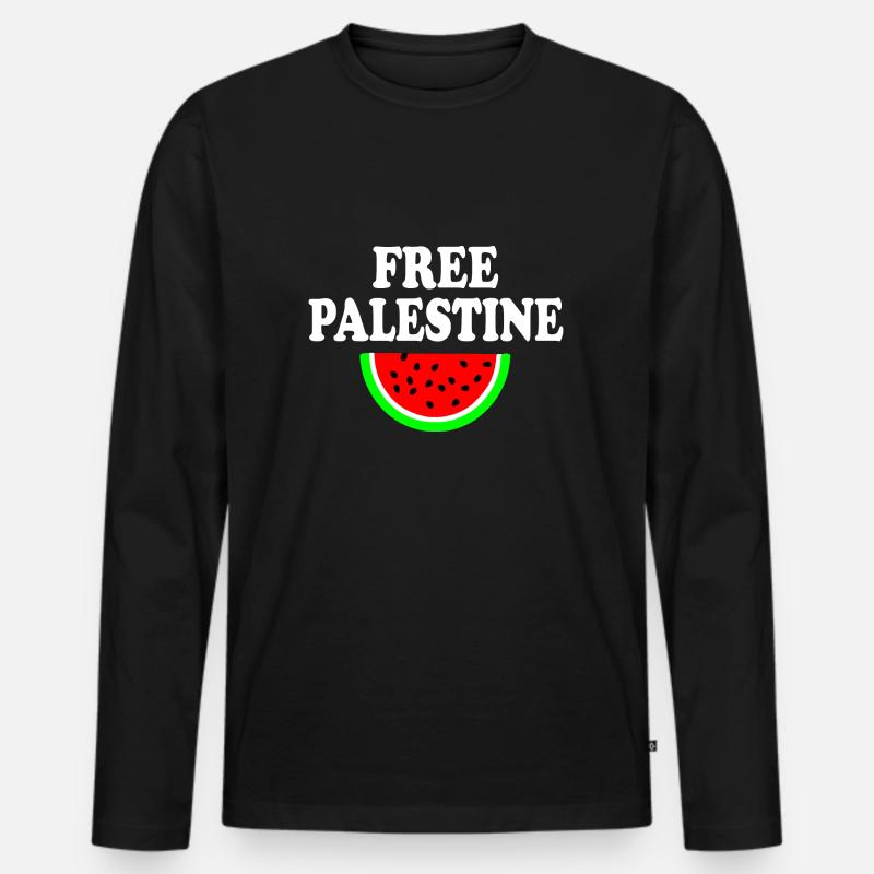Free palestine - Männer Premium Bio Langarmshirt - Schwarz