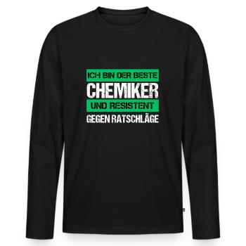 Chimiste résistant - T-shirt manches longues Premium bio Homme - noir - Devant - Nico (187cm)