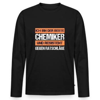 Chimiste résistant - T-shirt manches longues Premium bio Homme - noir - Devant - Nico (187cm)