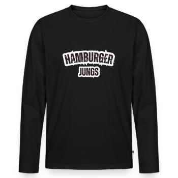 Hamburger Jungs - Männer Premium Bio Langarmshirt - Schwarz - Vorne - Nico (187cm)