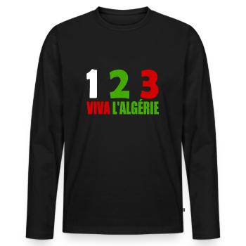 algeria - Men's Premium Organic Long Sleeve Shirt - black - Front - Nico (187cm)
