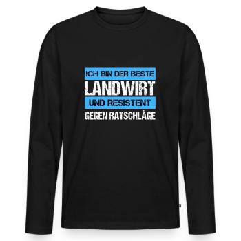 Agriculteur résistant - T-shirt manches longues Premium bio Homme - noir - Devant - Nico (187cm)