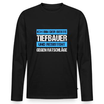 Resistenter Tiefbauer - Männer Premium Bio Langarmshirt - Schwarz - Vorne - Nico (187cm)