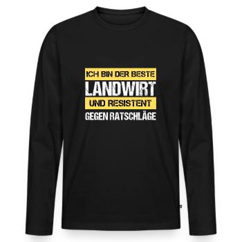 Agriculteur résistant - T-shirt manches longues Premium bio Homme - noir - Devant - Nico (187cm)