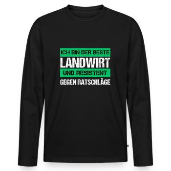 Agriculteur résistant - T-shirt manches longues Premium bio Homme - noir - Devant - Nico (187cm)