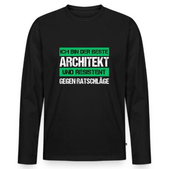 Architecte résistant - T-shirt manches longues Premium bio Homme - noir - Devant - Nico (187cm)