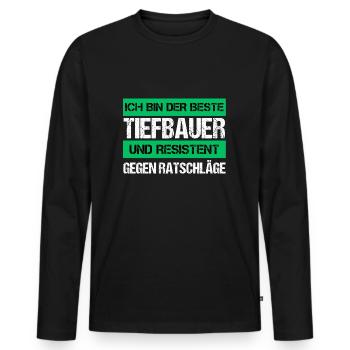 Resistenter Tiefbauer - Männer Premium Bio Langarmshirt - Schwarz - Vorne - Nico (187cm)