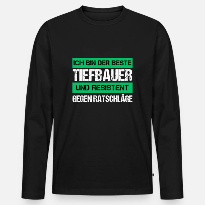 Resistenter Tiefbauer - Männer Premium Bio Langarmshirt - Schwarz