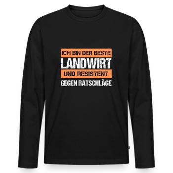 Agriculteur résistant - T-shirt manches longues Premium bio Homme - noir - Devant - Nico (187cm)