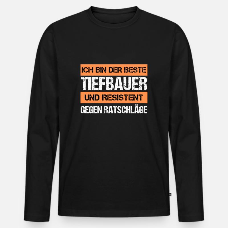 Resistenter Tiefbauer - Männer Premium Bio Langarmshirt - Schwarz
