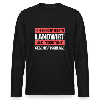 Agriculteur résistant - T-shirt manches longues Premium bio Homme - noir - Devant - Nico (187cm)