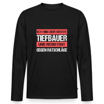 Resistenter Tiefbauer - Männer Premium Bio Langarmshirt - Schwarz - Vorne - Nico (187cm)