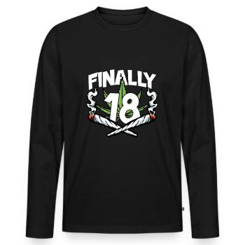 FINALLY 18 BIRTHDAY 2004 SMOKING CANNABIS - Men's Premium Organic Long Sleeve Shirt - black - Front - Nico (187cm)