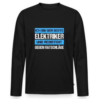 Resistant Electrician - Men's Premium Organic Long Sleeve Shirt - black - Front - Nico (187cm)
